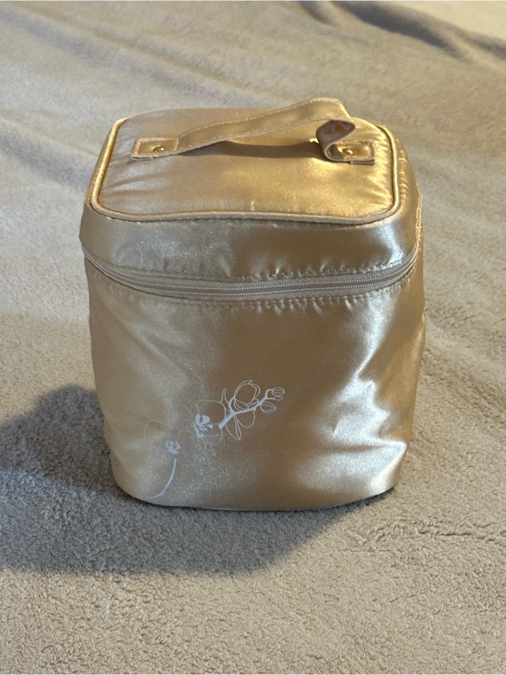 Gold Cosmetic Travel Case - Compact Makeup Bag